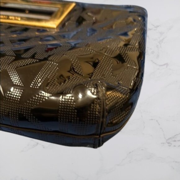 Michael Kors Black Glossy Clutch with Gold Accent - Picture 9 of 10